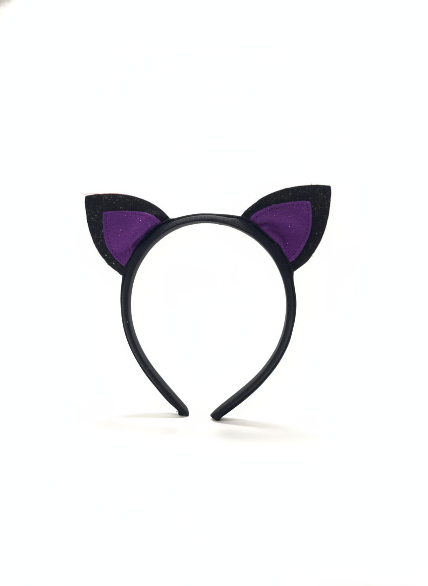 Black & Purple Cat Ear Headband