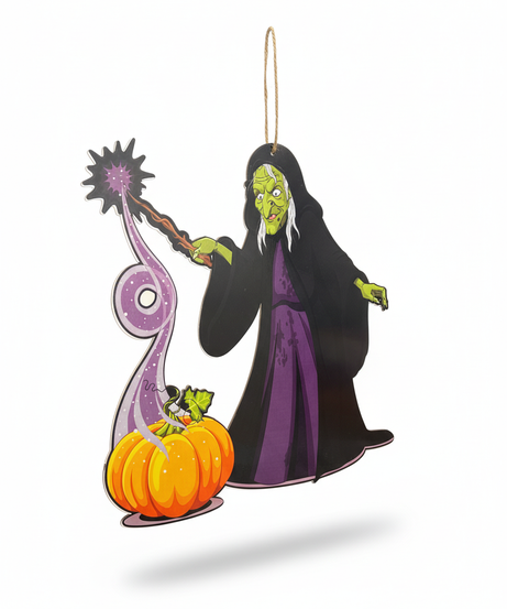 Hanging Halloween Witch and Pumpkin Decoration