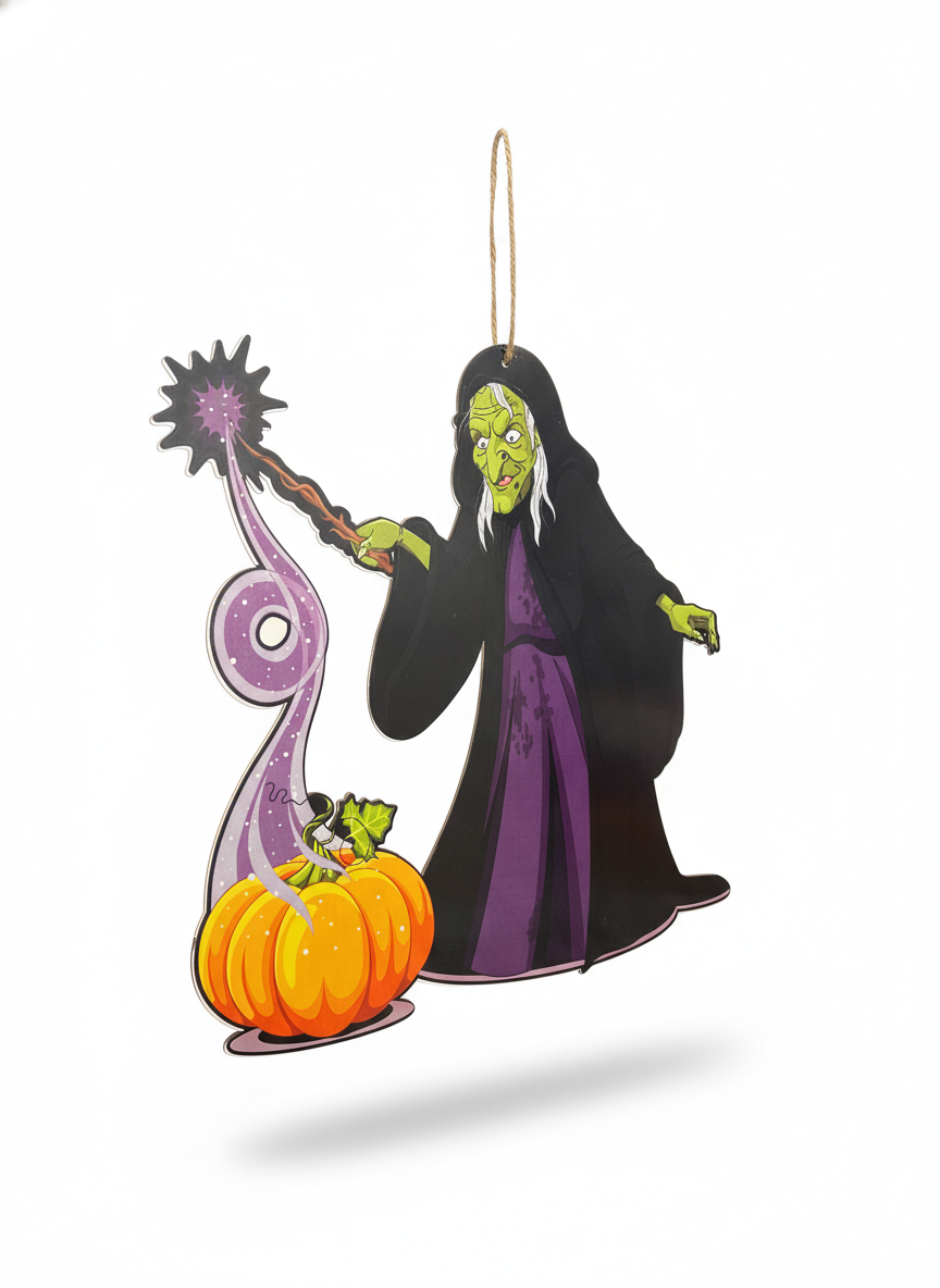 Hanging Halloween Witch and Pumpkin Decoration
