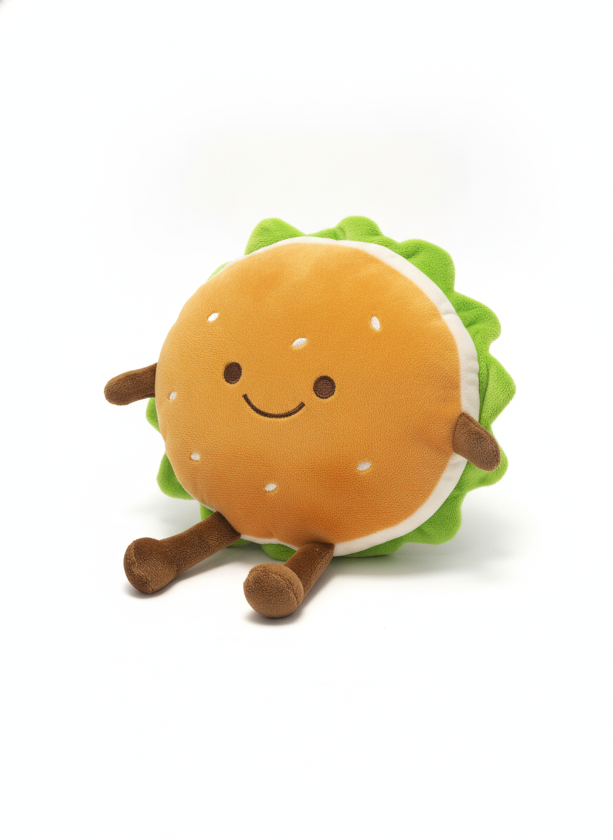 Smiling Burger Plush Toy