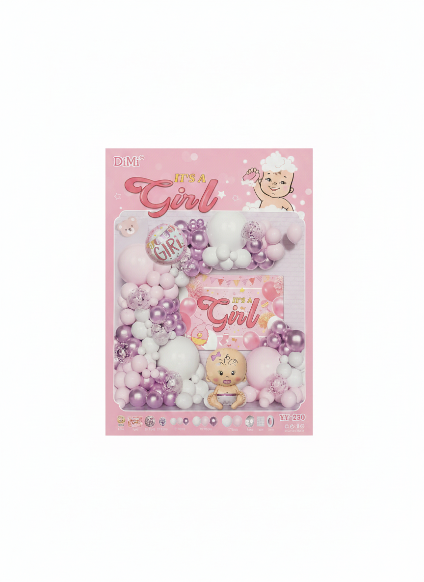 DiMi® It's a Girl Baby Shower Helium Balloon Decoration Kit