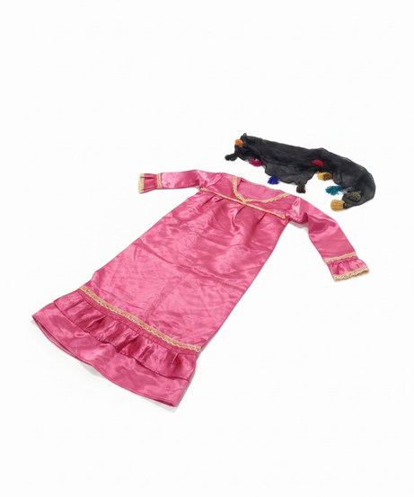 Shimmery Pink Dress-Up Costume with Tassel Shawl