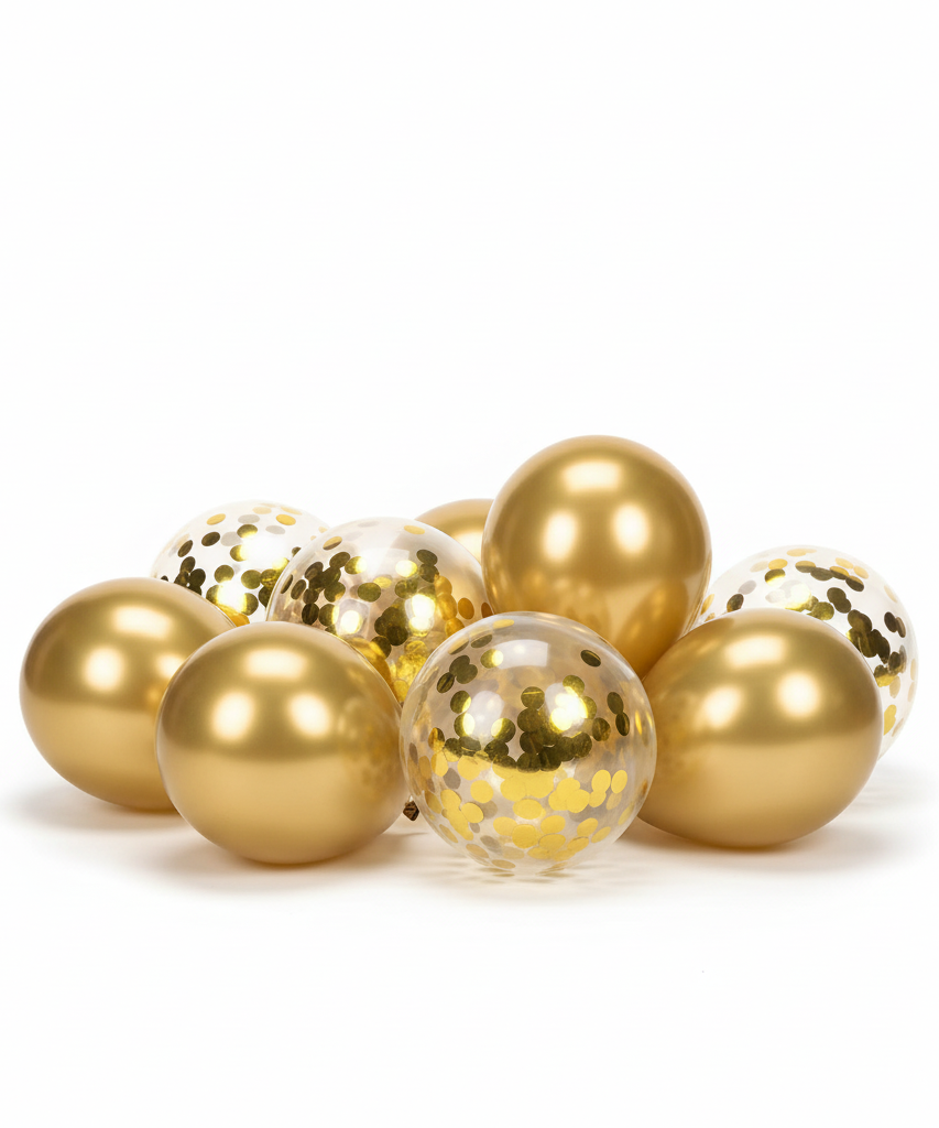 Party Balloon Set - Gold & Confetti (10 PCS)