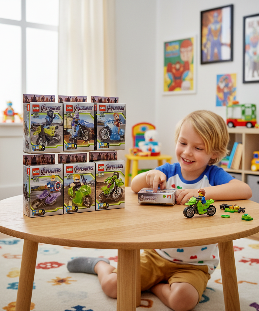 LEBQ Avengers Endgame Minifigure & Luminous Motorcycle Building Sets (NO.1979 Series)