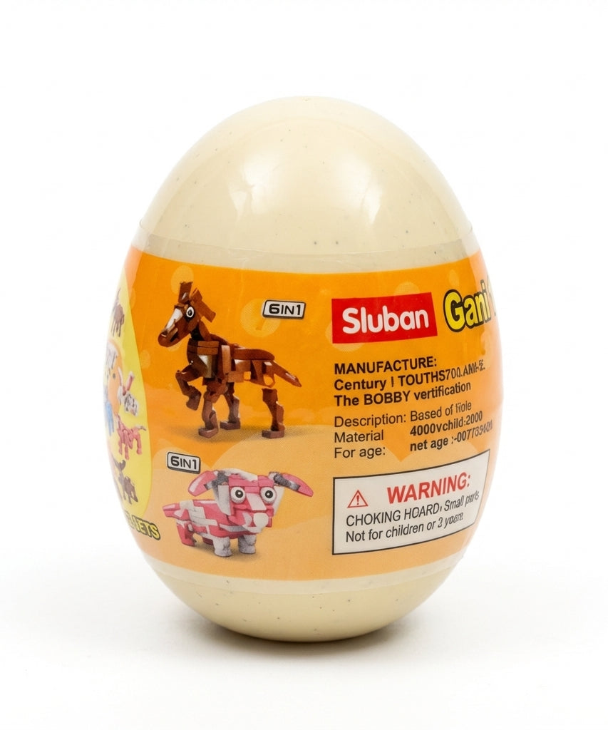 Sluban 6-in-1 Transformable Animal Building Blocks Mystery Egg (One of 12 Collectible Sets)