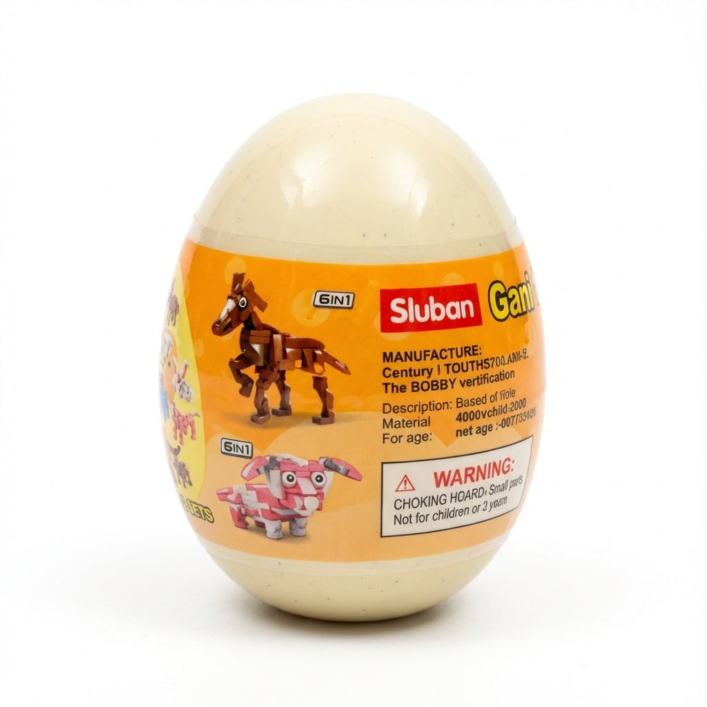 Sluban 6-in-1 Transformable Animal Building Blocks Mystery Egg (One of 12 Collectible Sets)