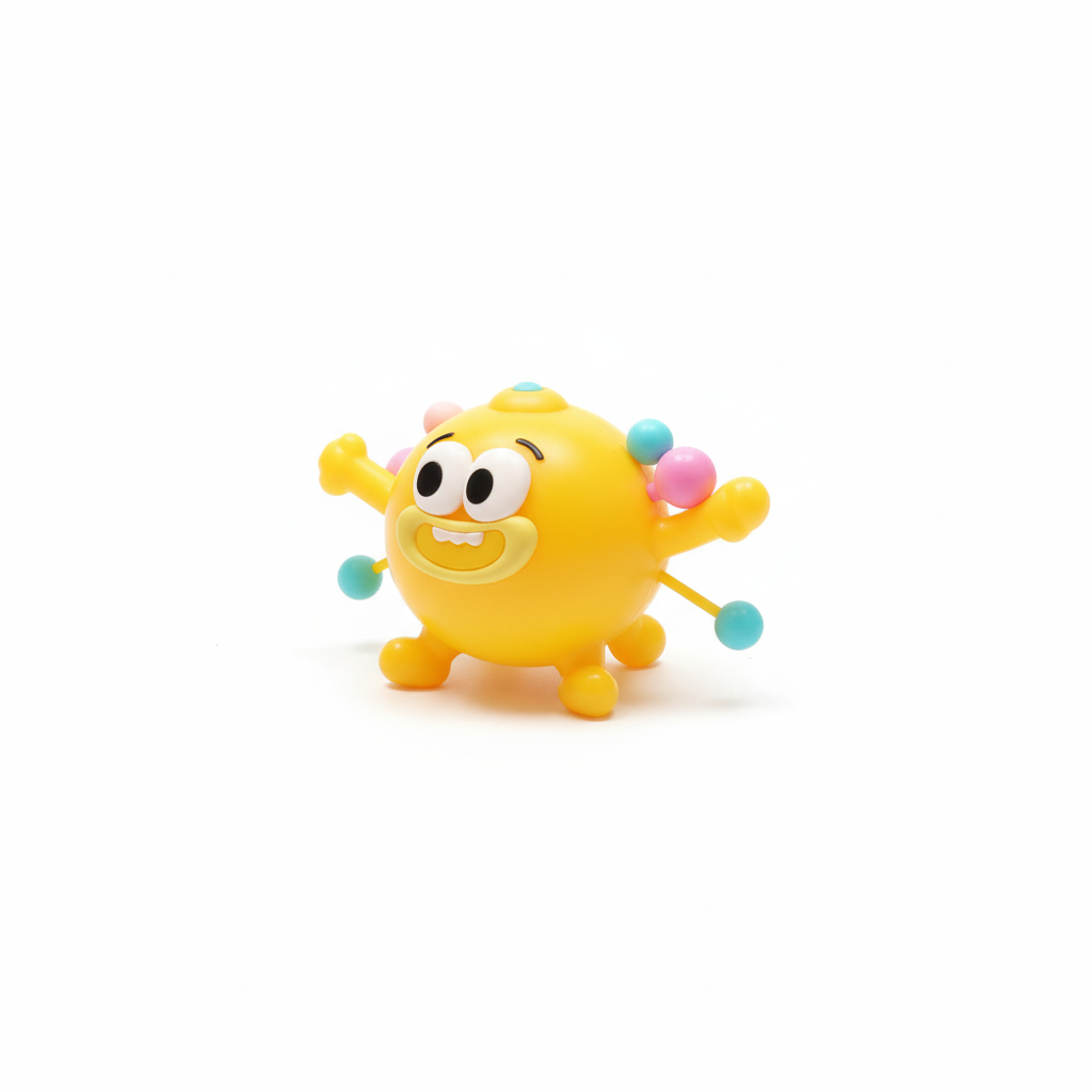 Smiling Yellow Pom-Pom Critter Toy