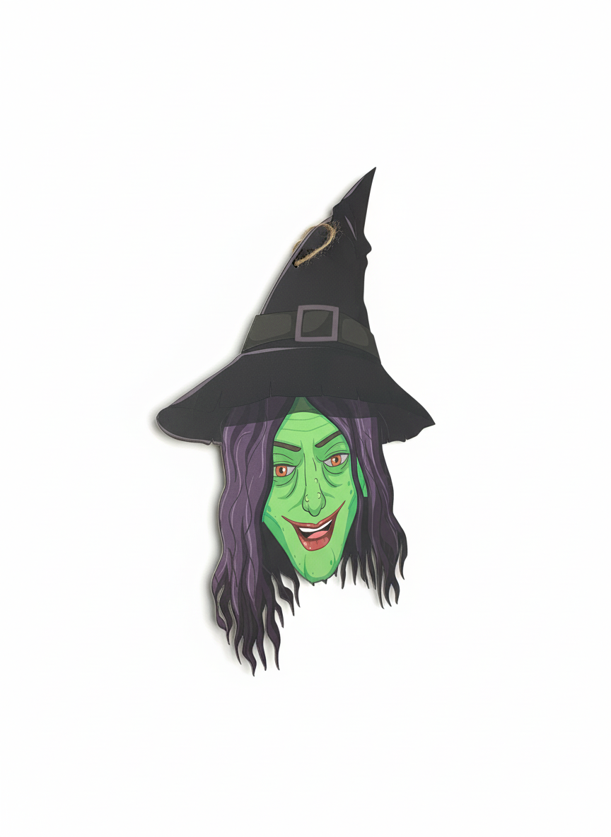 Smiling Green Witch Head Hanging Decoration