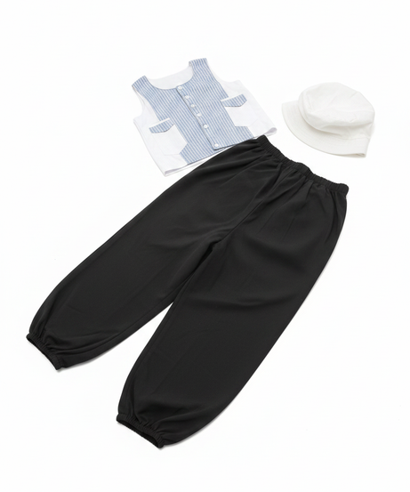 Toddler's Striped Vest Outfit with Jogger Pants & Hat Set