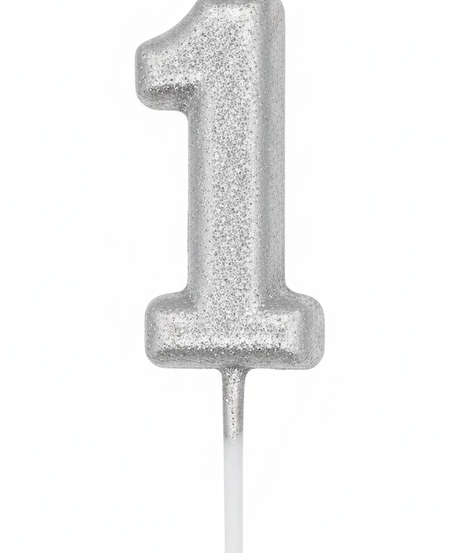 Chamtler's Happy Birthday Number 1 Silver Candle