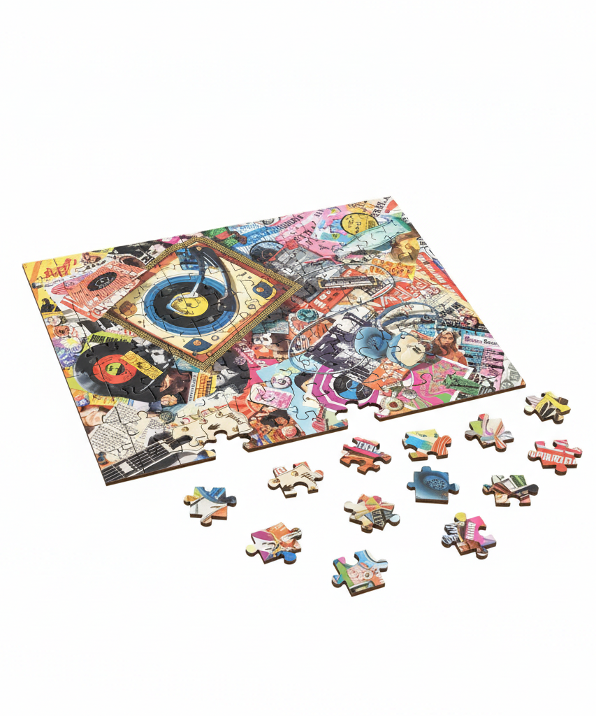 Trefl Wood Craft Origin Premium Wooden Puzzle 500+1 - Vintage Music Collage