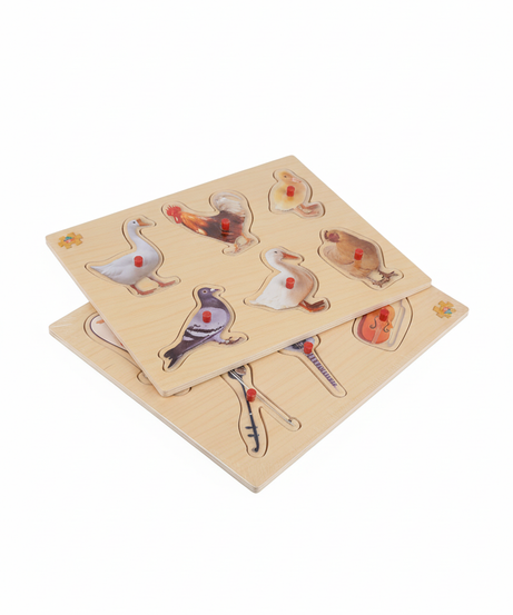 TOY FUN Wooden Peg Puzzles: Farm Animals & Musical Instruments (Set of 2)