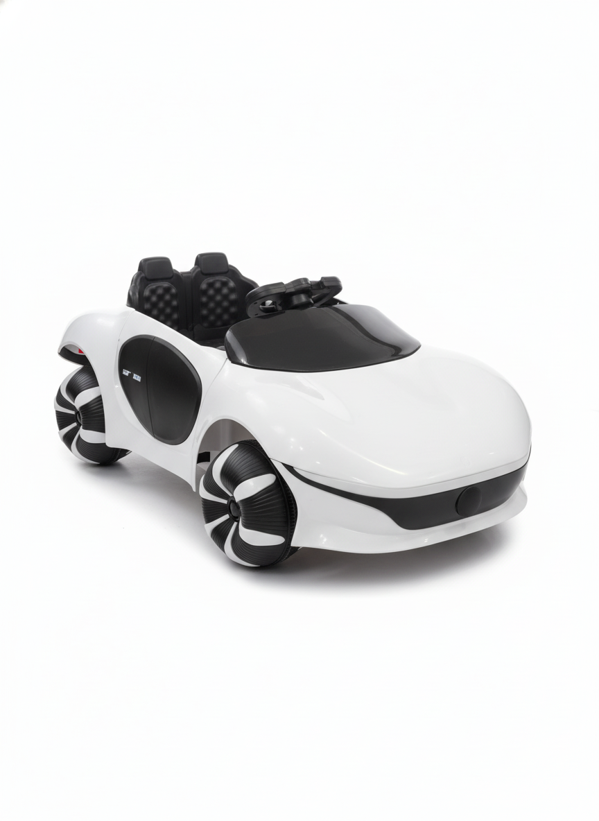 Sleek White Kids' Electric Ride-On Sports Car