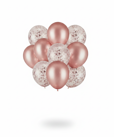 Rose Gold & Confetti Party Balloons Set