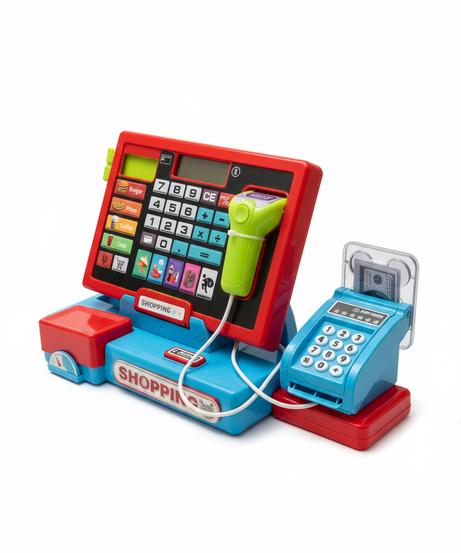 Shopping With Electronic Function Tablet & Cash Register Station