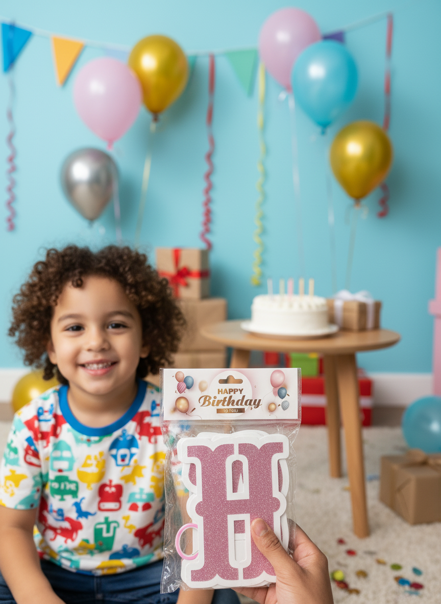 Happy Birthday Litters With Glitter