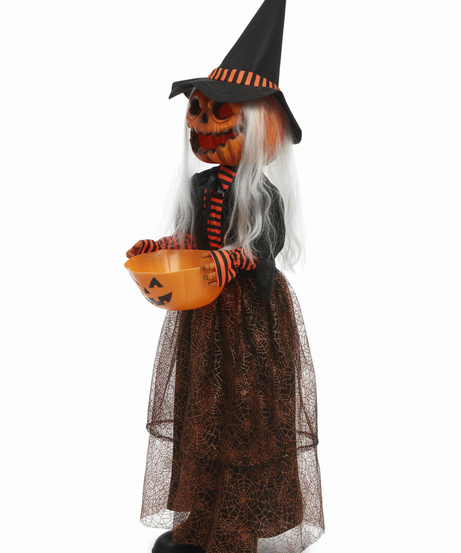 Halloween Pumpkin Witch With A Pumpkin Bucket