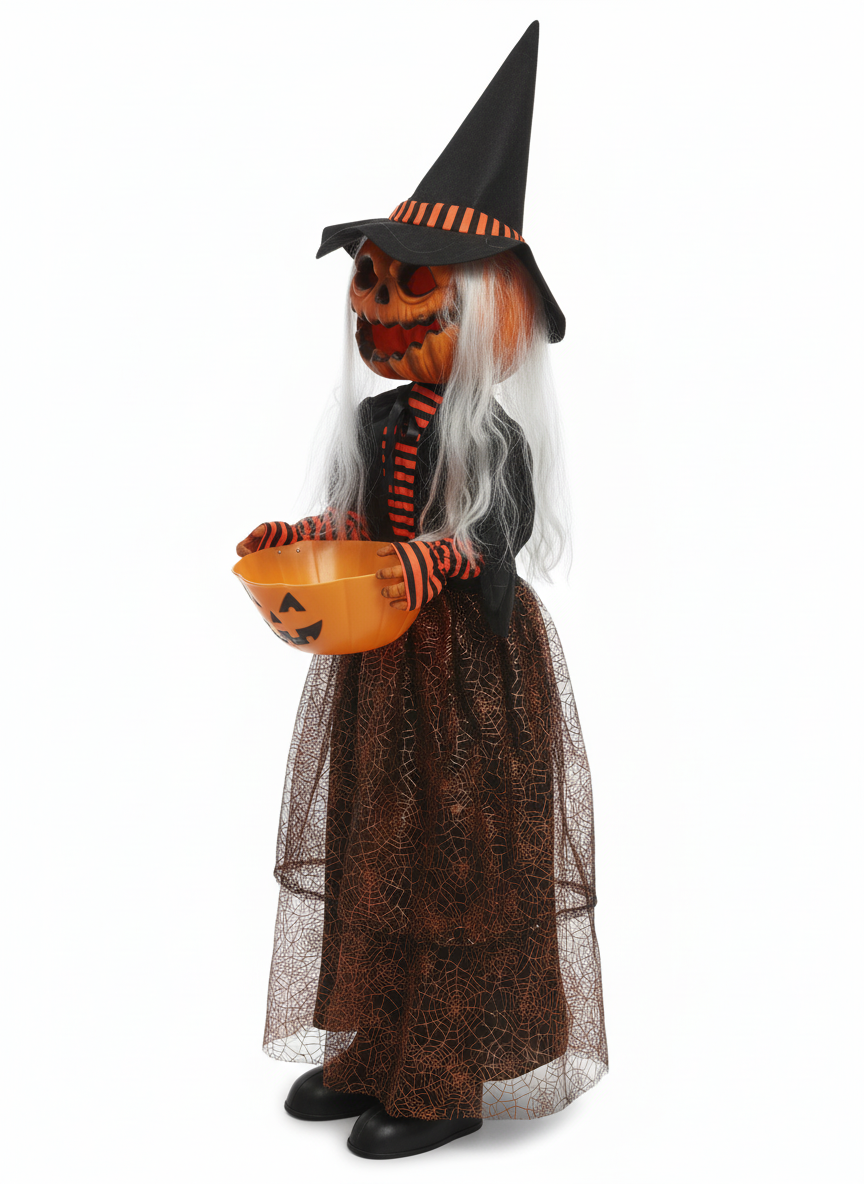 Halloween Pumpkin Witch With A Pumpkin Bucket