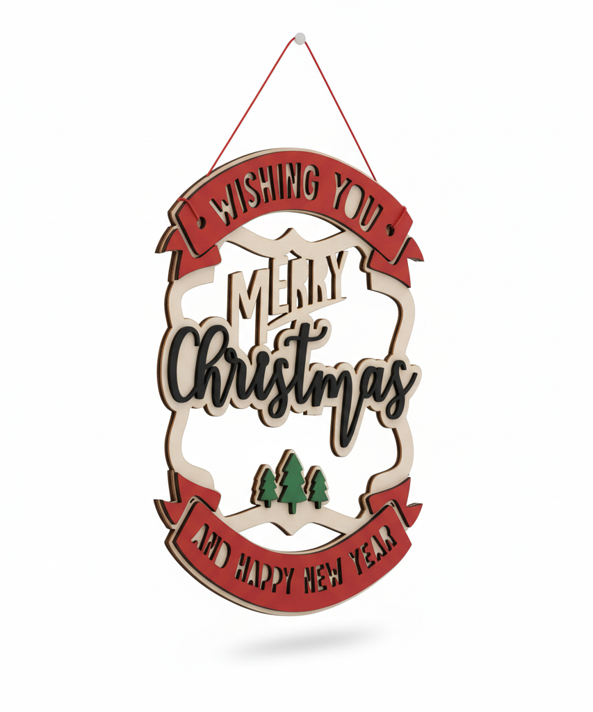 Wishing You Merry Christmas and Happy New Year Hanging Decoration