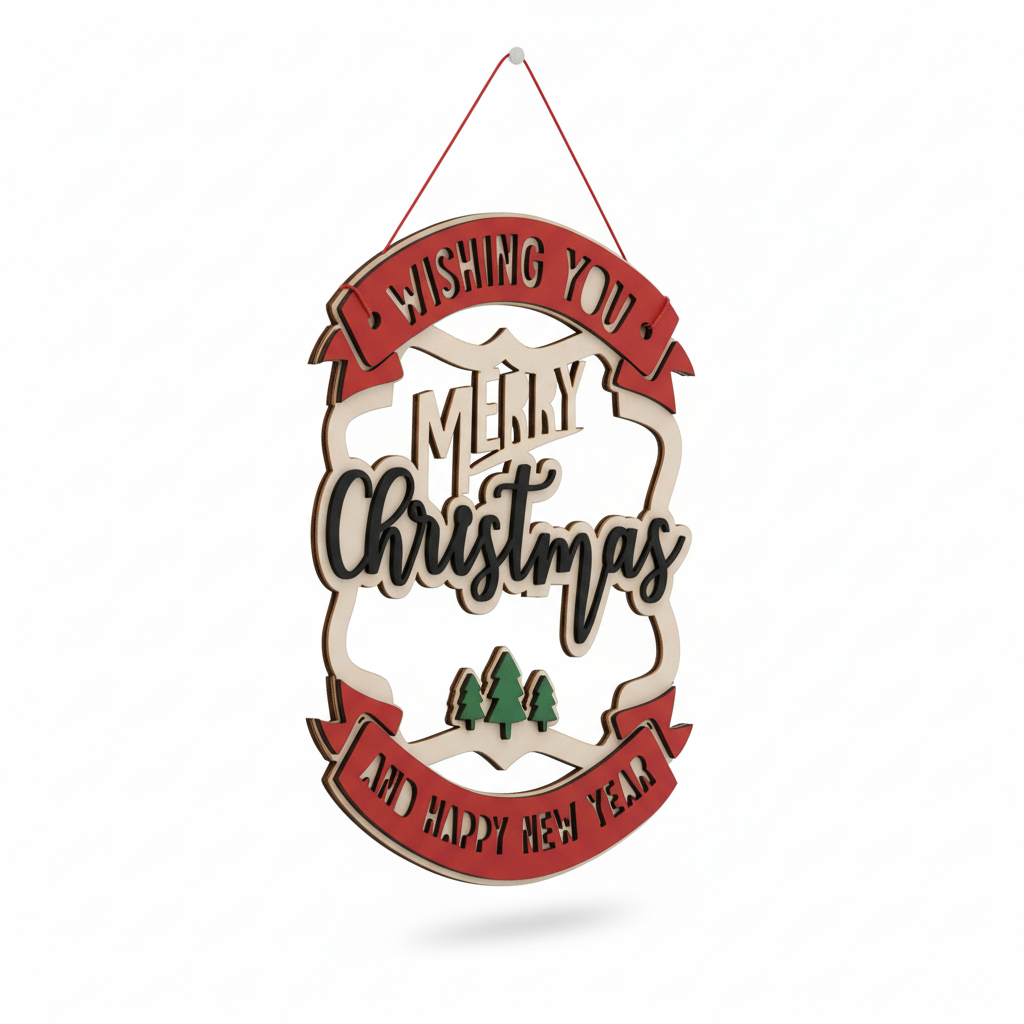 Wishing You Merry Christmas and Happy New Year Hanging Decoration
