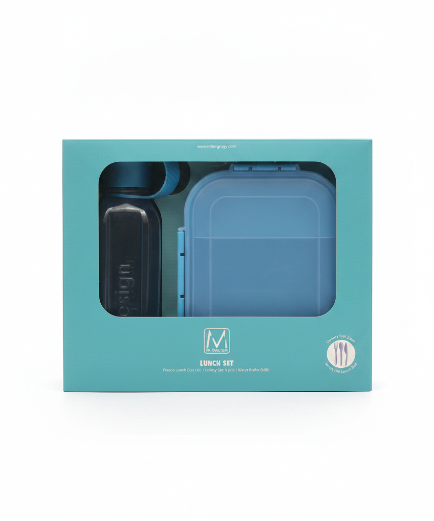 M-Design Fresco Lunch Set (1.6L Lunch Box, 3 pc. Cutlery, 0.65L Water Bottle) 1.6L