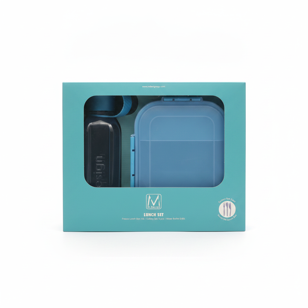 M-Design Fresco Lunch Set (1.6L Lunch Box, 3 pc. Cutlery, 0.65L Water Bottle) 1.6L