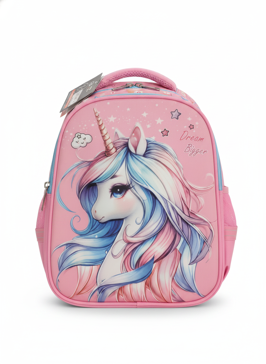 Pink Unicorn Dream Bigger Kids Backpack (Size 17)