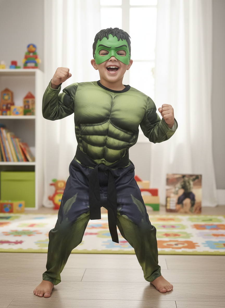 Hulk Muscle Chest Superhero Costume with Mask