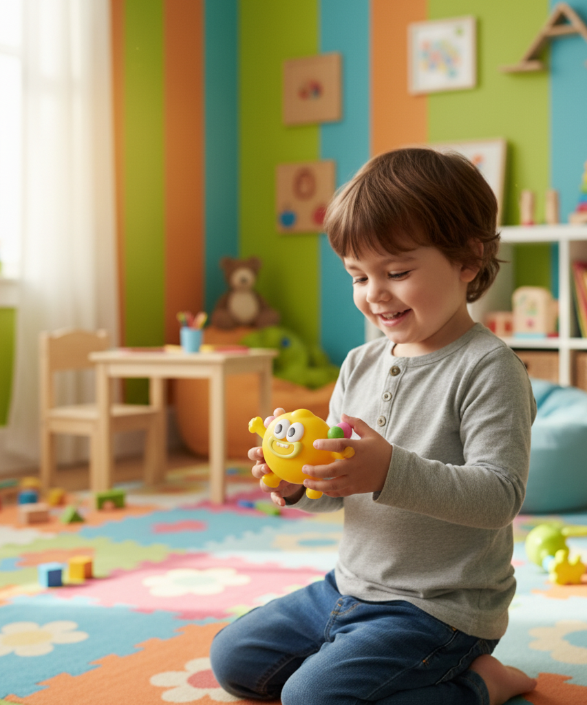 Smiling Yellow Pom-Pom Critter Toy