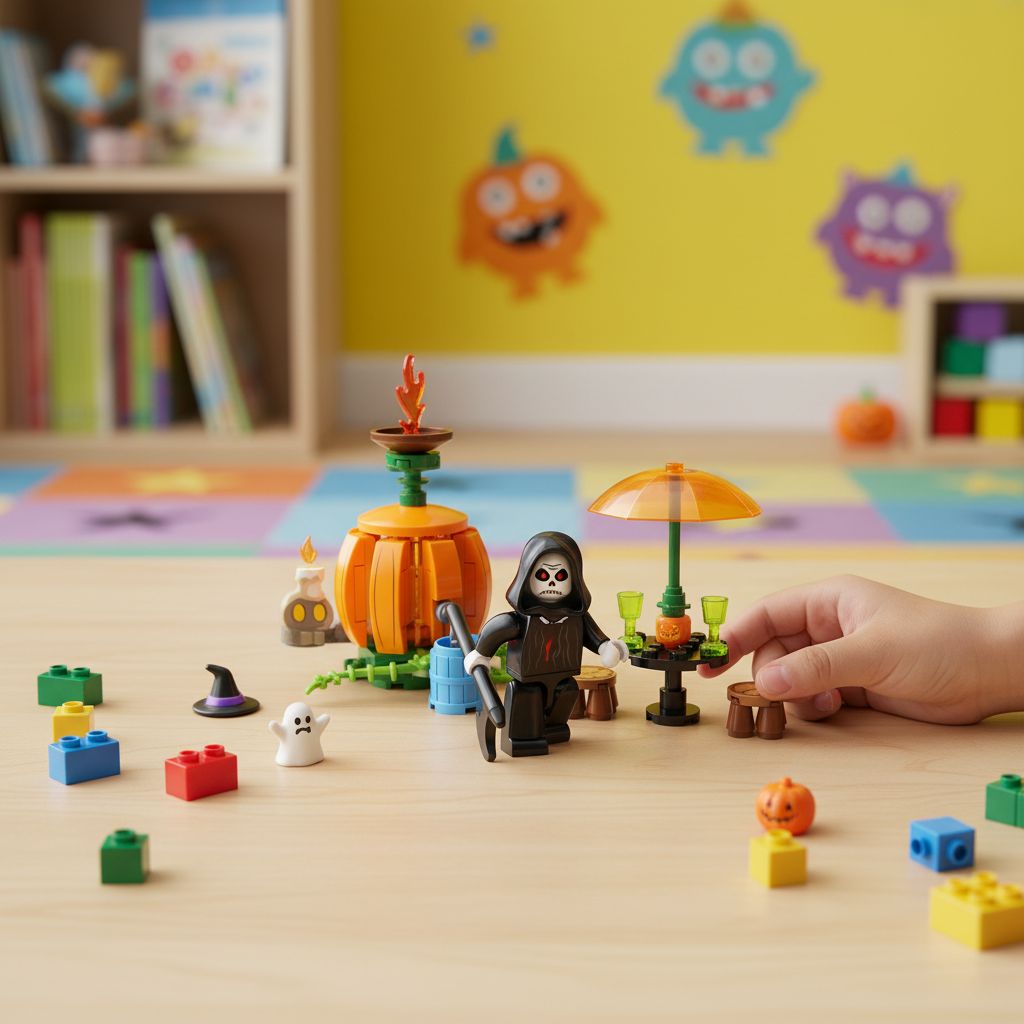 SEMBO BLOCK NIGHT MAGICAL Halloween Pumpkin Teahouse Building Set 605009