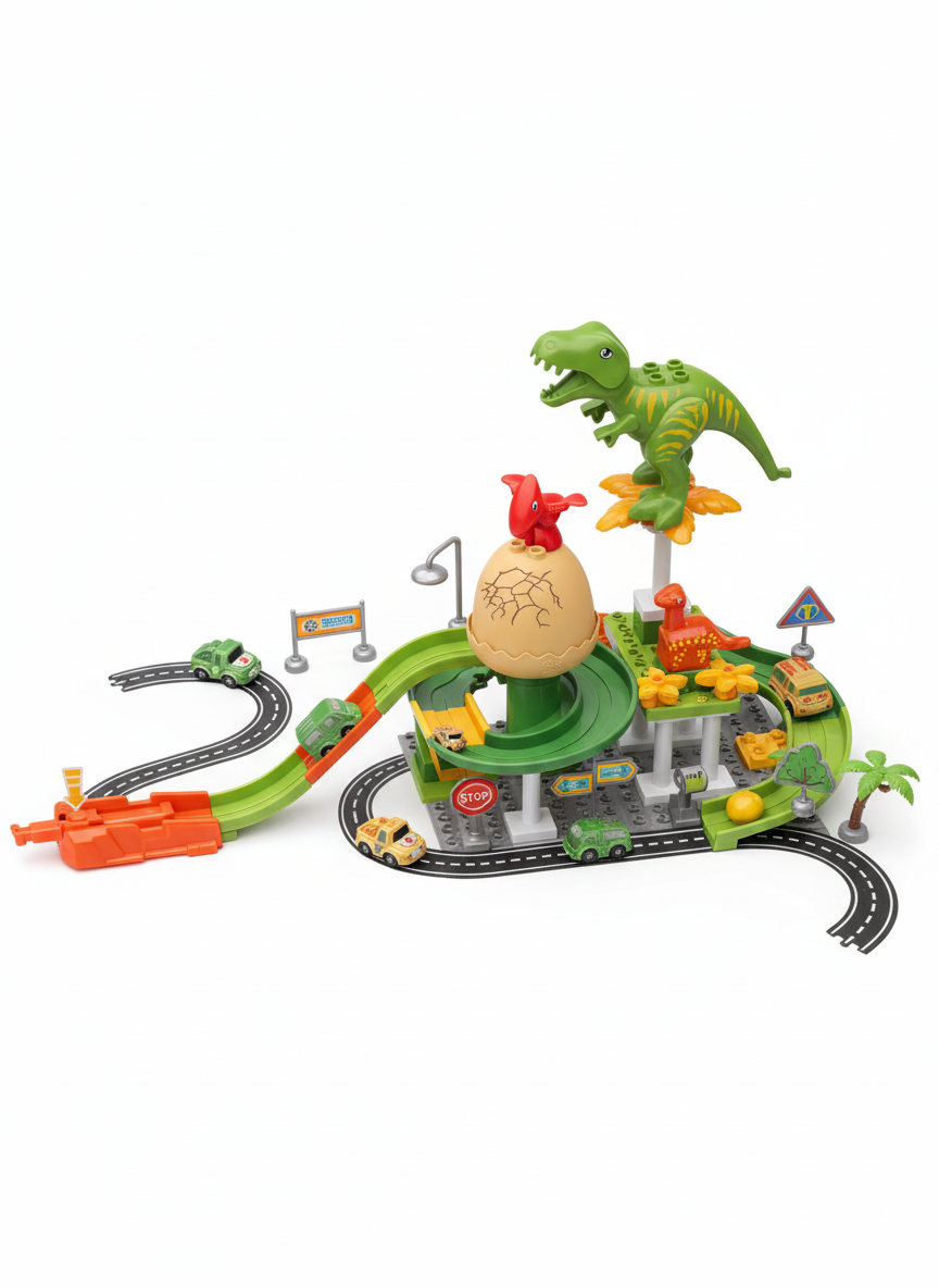 Dinosaur Slide Way Discover World Alloy Pulley Rail Car 54 PCS