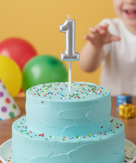 Chamtler's Happy Birthday Number 1 Silver Candle