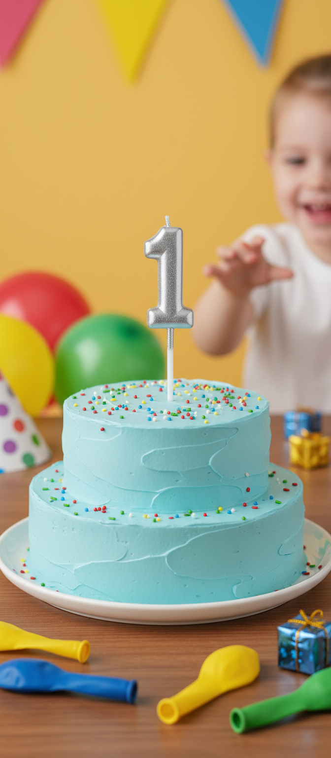 Chamtler's Happy Birthday Number 1 Silver Candle