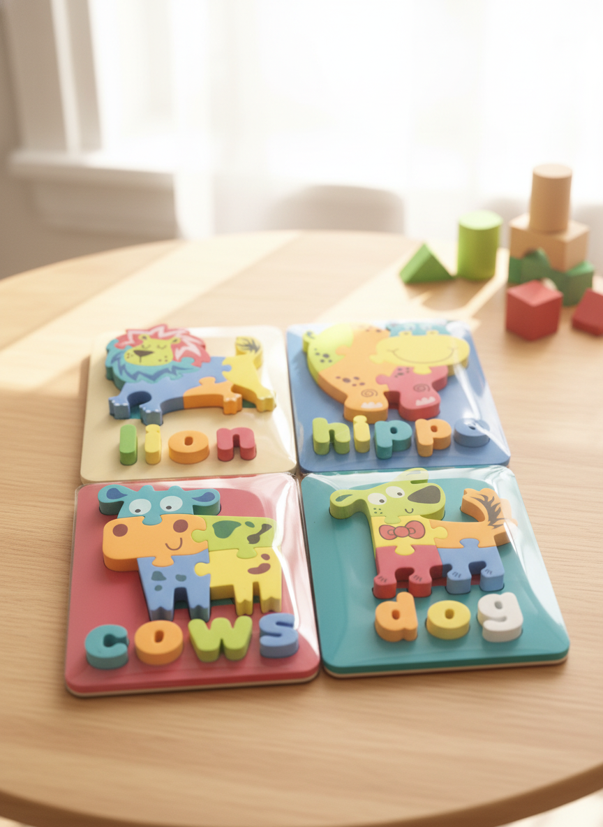Jumbo Animal Puzzle & Word Recognition Set