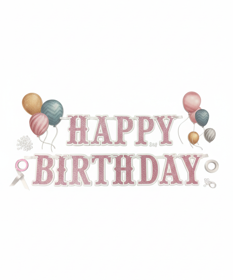 Happy Birthday Litters With Glitter