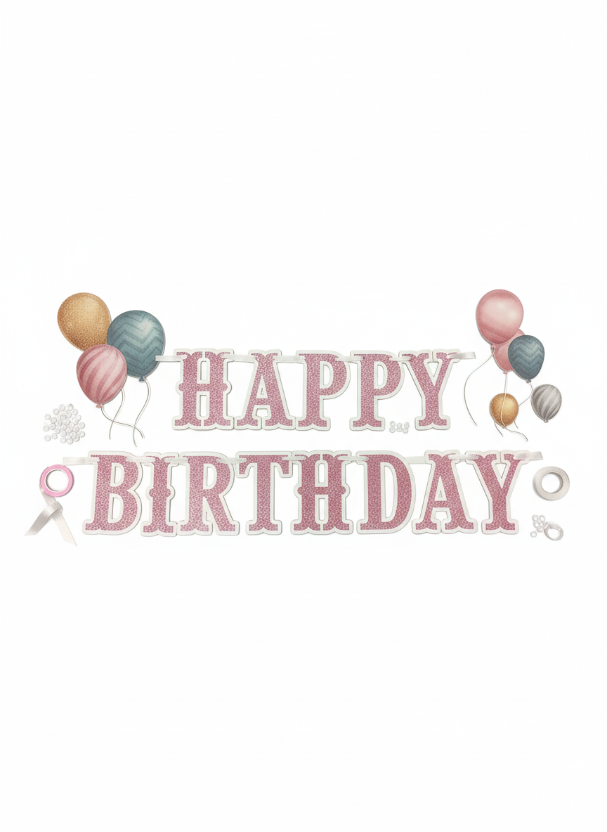 Happy Birthday Litters With Glitter