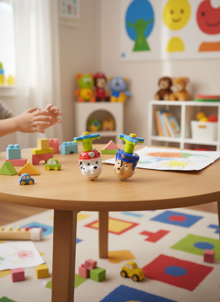 Paw Patrol Marshall & Chase Character Spinning Tops 1-Pack
