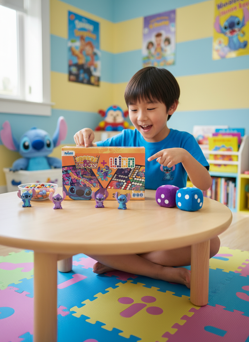Disney Stitch Snakes And Ladders Board Game