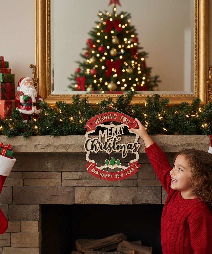 Wishing You Merry Christmas and Happy New Year Hanging Decoration