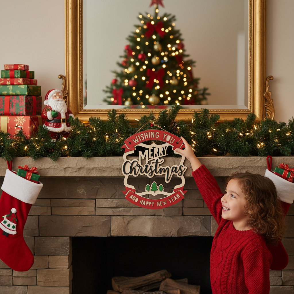 Wishing You Merry Christmas and Happy New Year Hanging Decoration