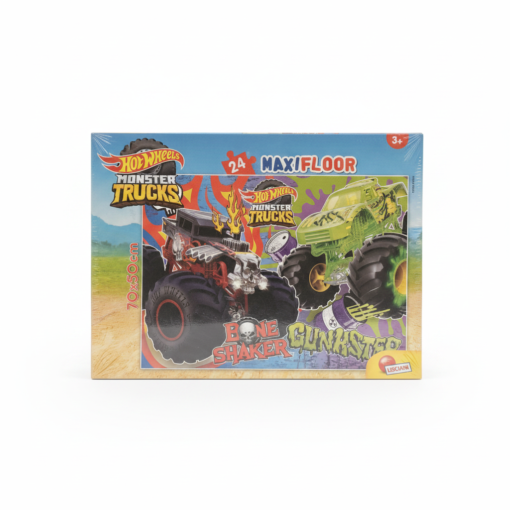 Hot Wheels Monster Trucks 24 MaxiFloor Puzzle featuring Bone Shaker & Gunkster
