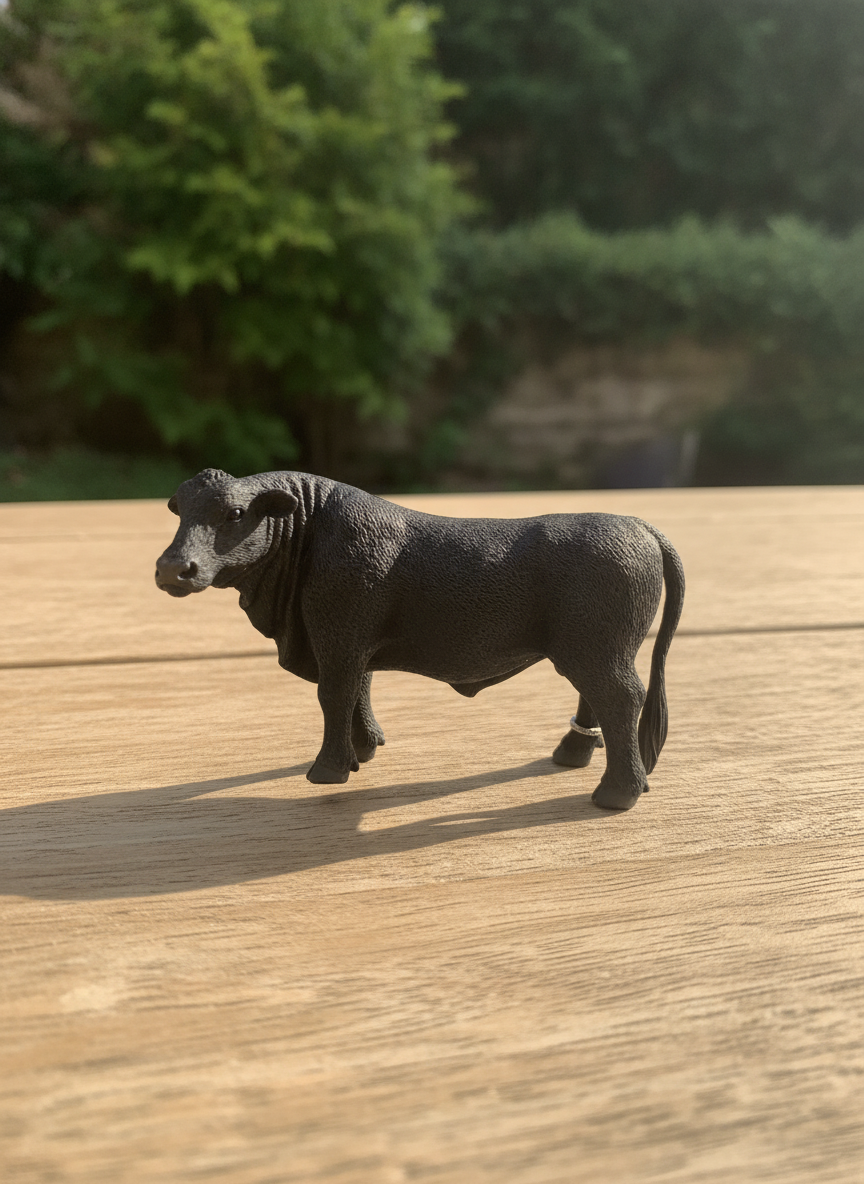 Realistic Black Bull Toy Figure