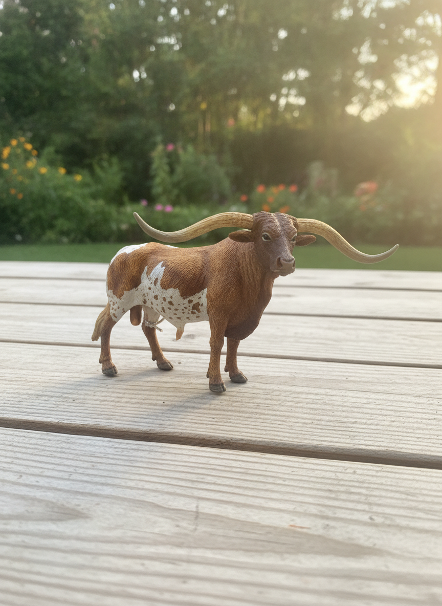 Realistic Texas Longhorn Bull Toy Figure