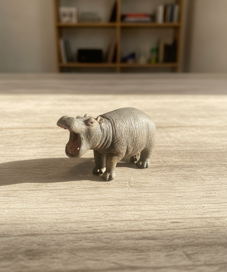 Realistic Miniature Hippopotamus Figurine