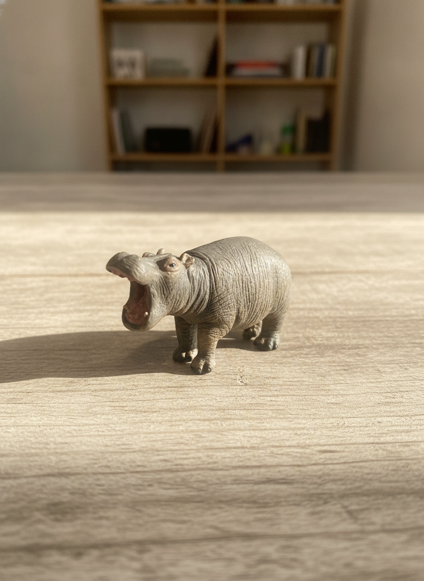 Realistic Miniature Hippopotamus Figurine