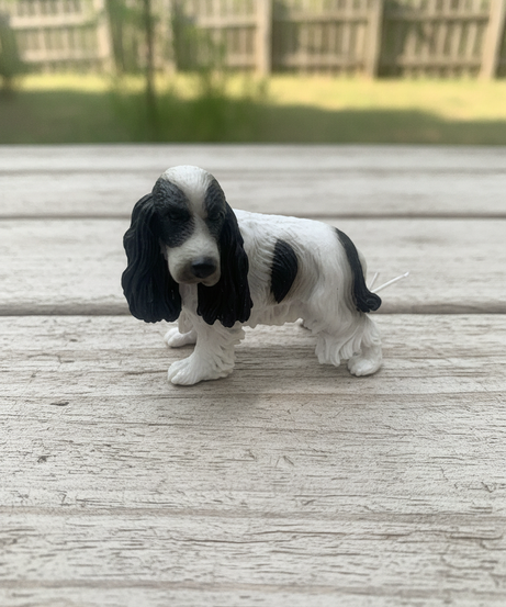 Realistic Black & White Cocker Spaniel Figurine