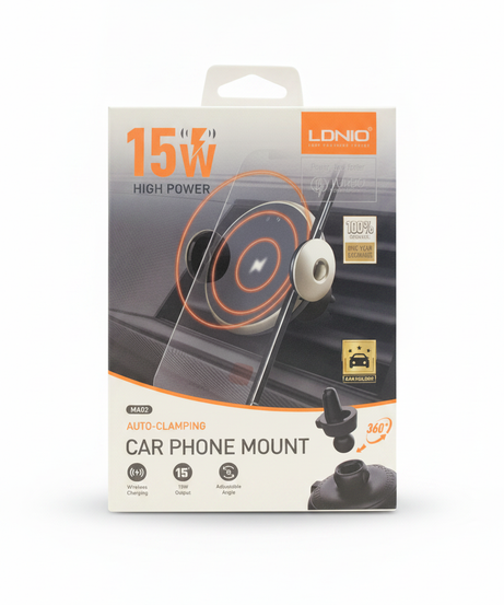 LDNIO 15W High Power Auto-Clamping Car Phone Mount (MA02)