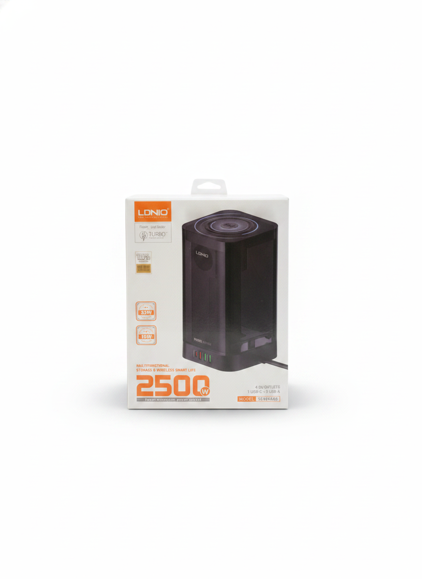 LDNIO Multifunctional 2500W Power Extension Socket with 15W Wireless Charging (Model SEW4485)