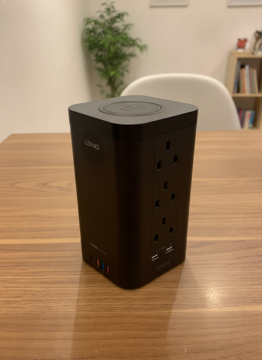LDNIO Multifunctional 2500W Power Extension Socket with 15W Wireless Charging (Model SEW4485)