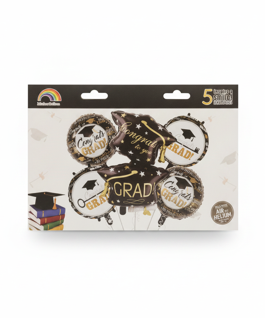 Mcolour Balloon 5-Pack Congrats Grad! Foil Balloons